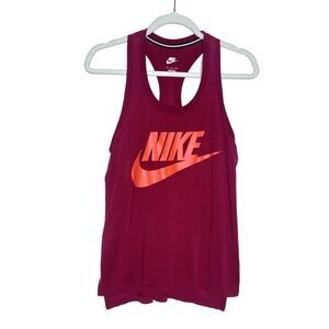 Nike NSW Signal Swoosh Graphic Logo Printed Racerback Tank Top Red Orange Small